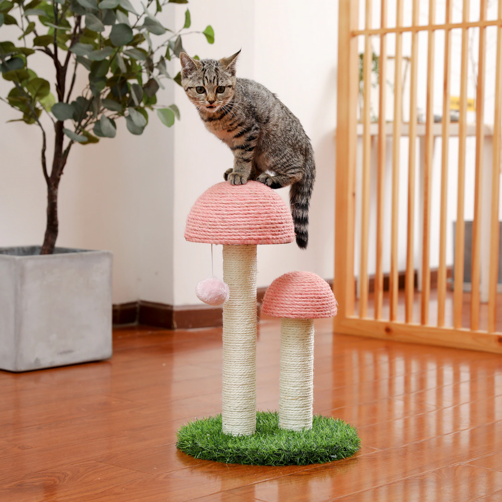 Double Mushroom Cat Scratching Post