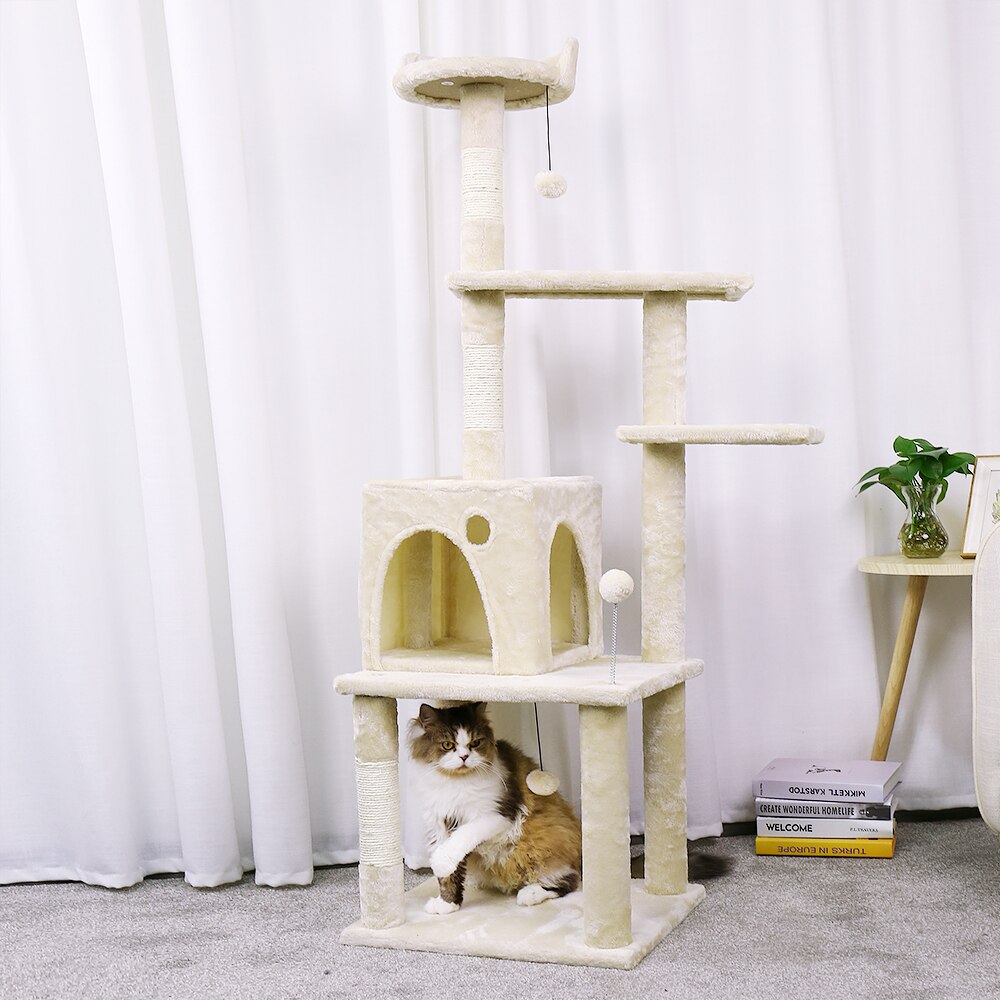 Multi-Layer Grey Cat Tree House