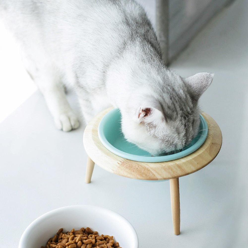 Ceramic Adjustable Elevated Cat Bowl