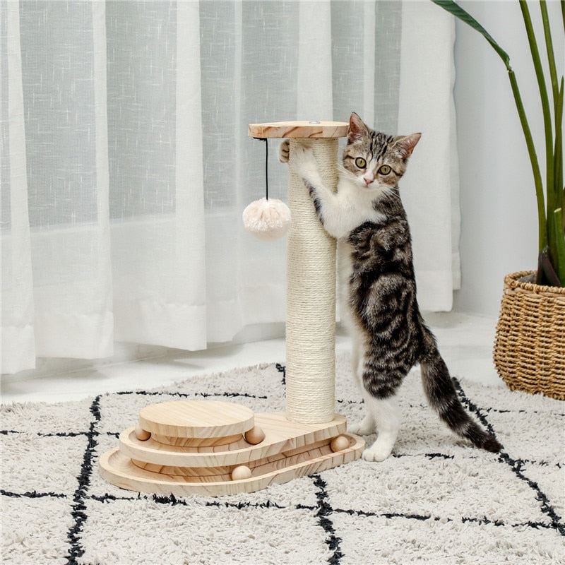 Interactive Wooden Cat Toy