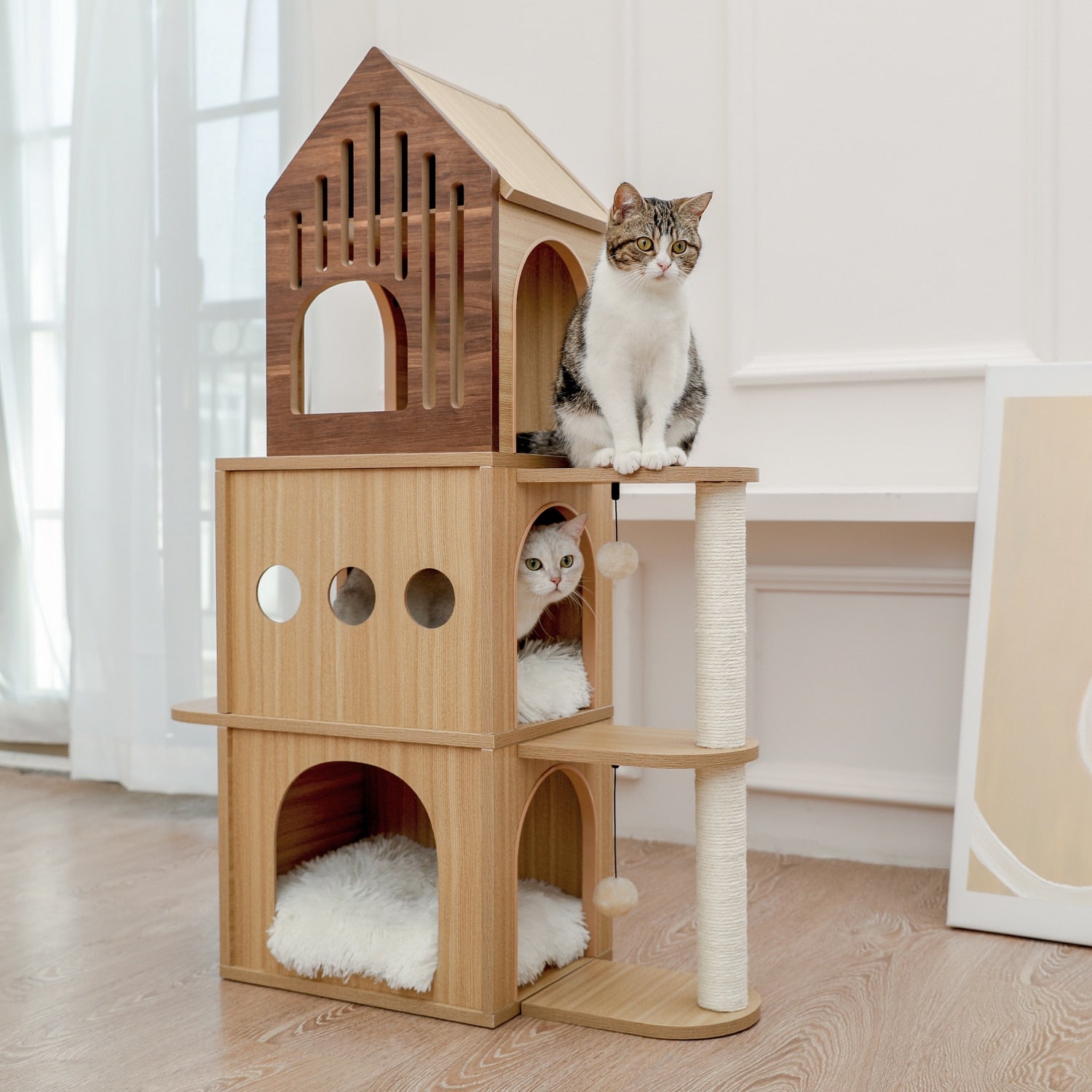 Wooden Modern Cat Tower