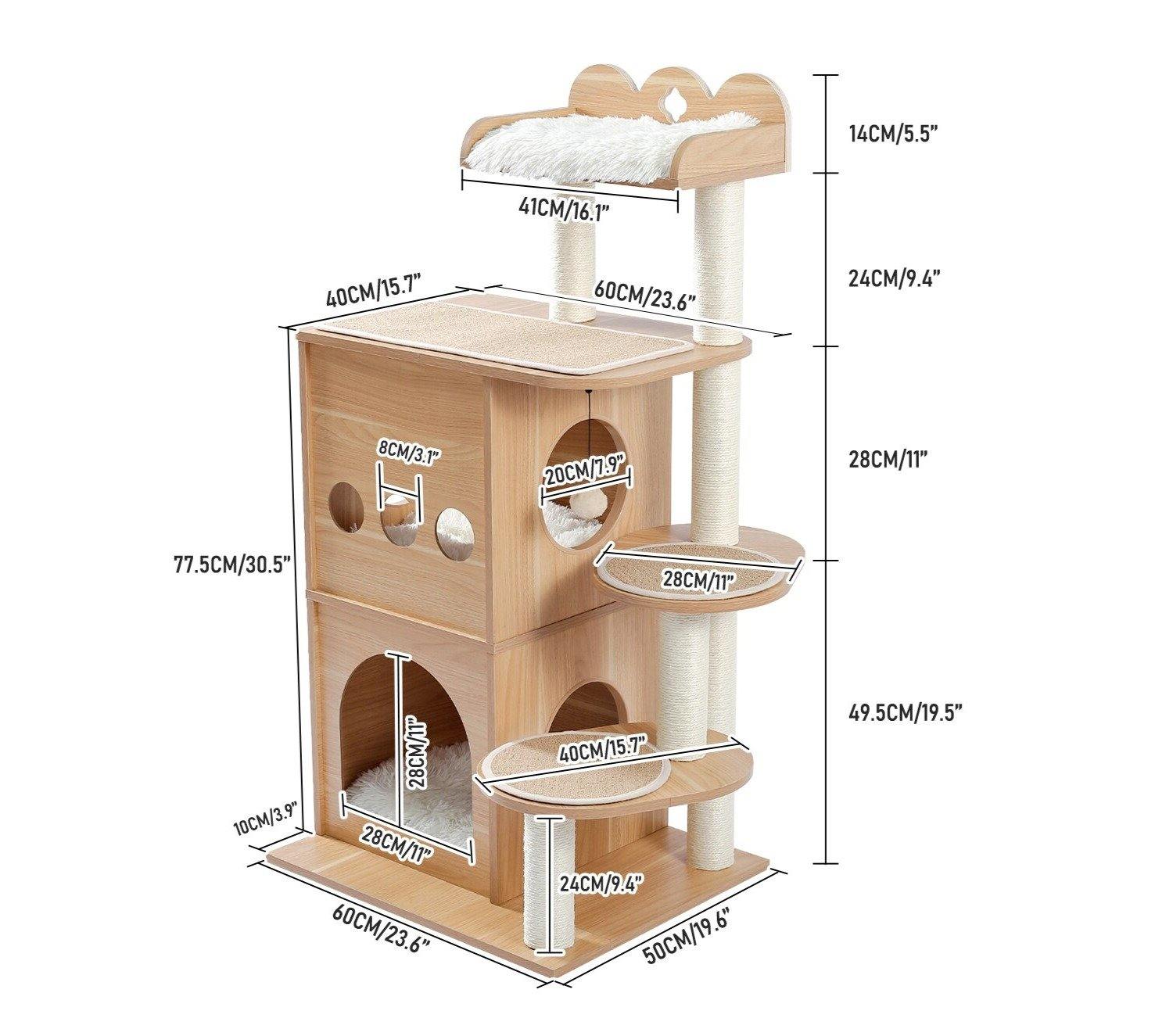 Wood Multi-Level Tower - The Meow Pet Shop