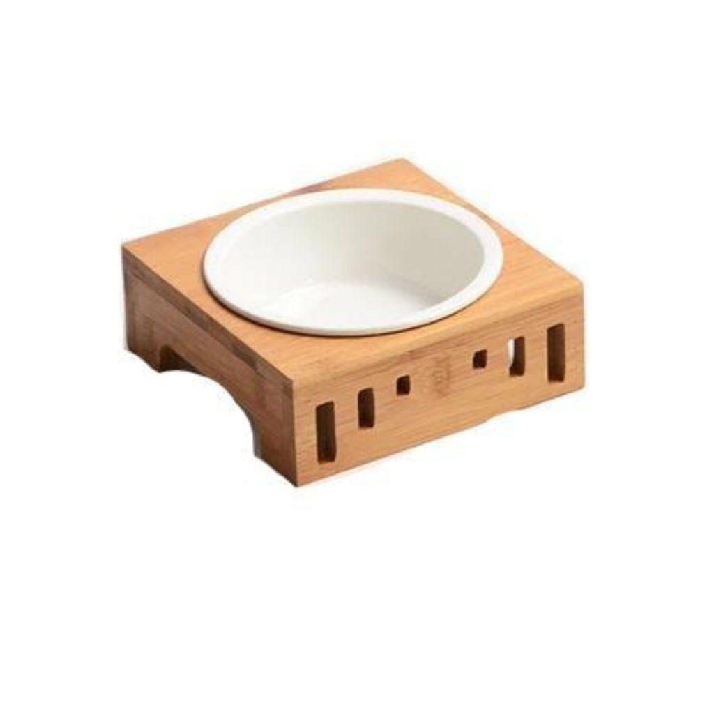 Bamboo Stand Cat Feeder - The Meow Pet Shop