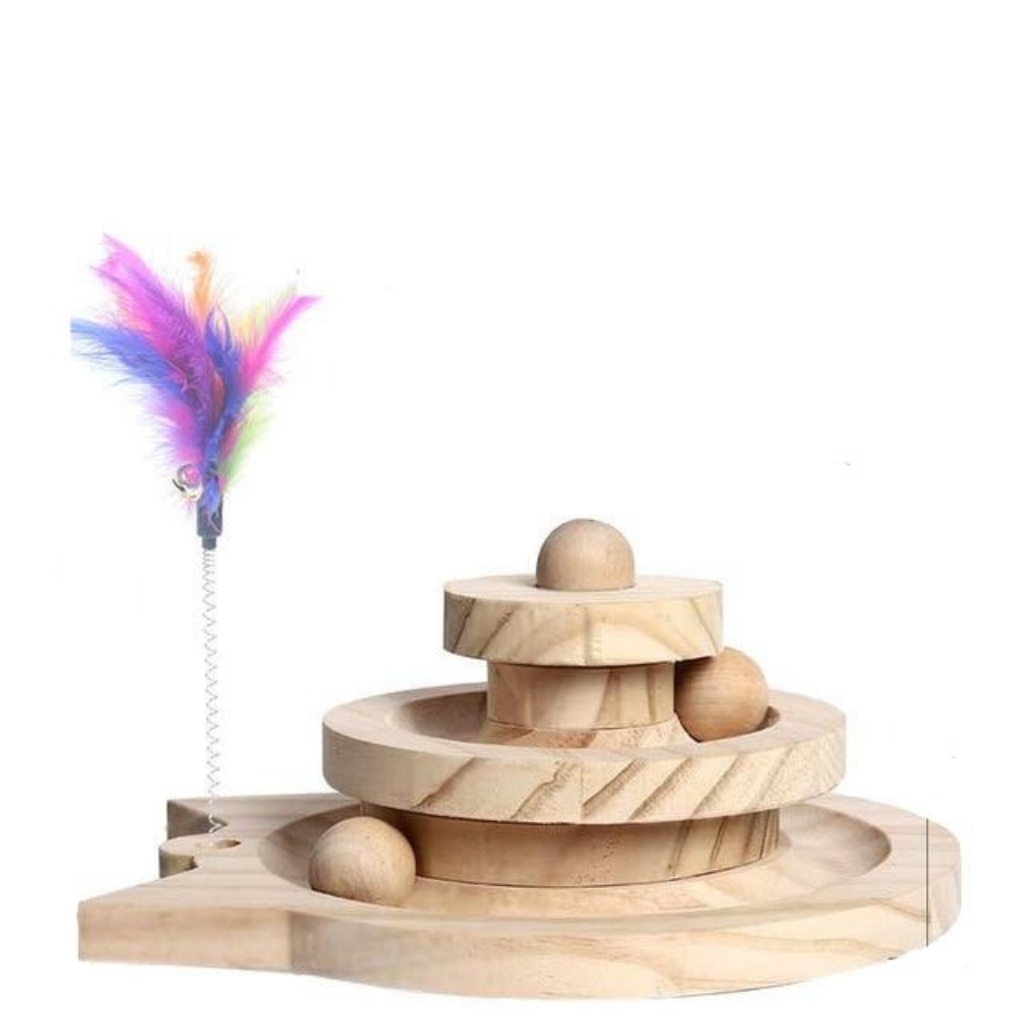 Wooden 2/3 Levels Cat Toy Tower - The Meow Pet Shop