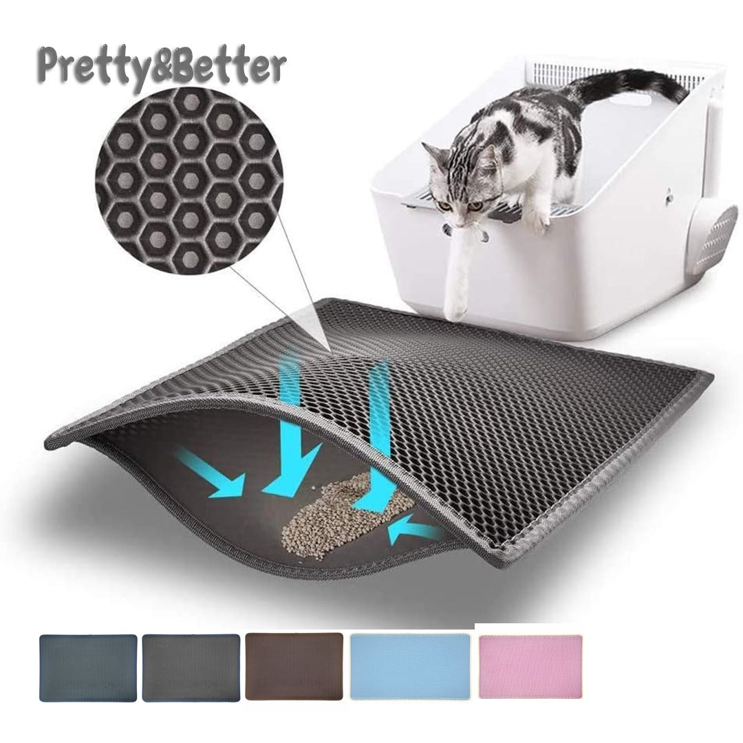 Waterproof Pet Cat Litter Mat Foldable EVA Double-Layer Cats Mat Botto