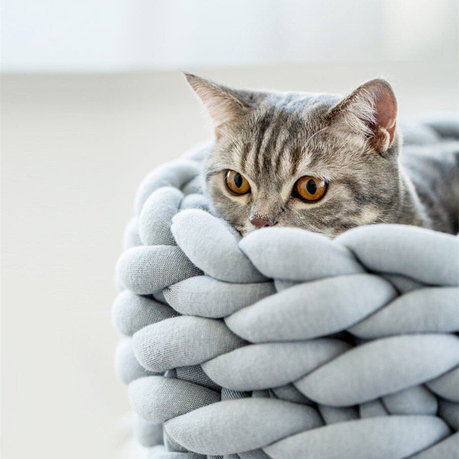 Warm Woven Cat Bed