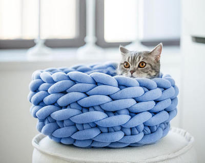 Warm Woven Cat Bed