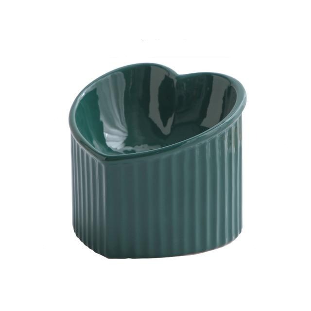 Heart Shaped Ceramic Raised Cat Bowl