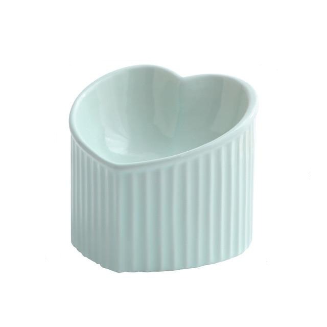 Heart Shaped Ceramic Raised Cat Bowl