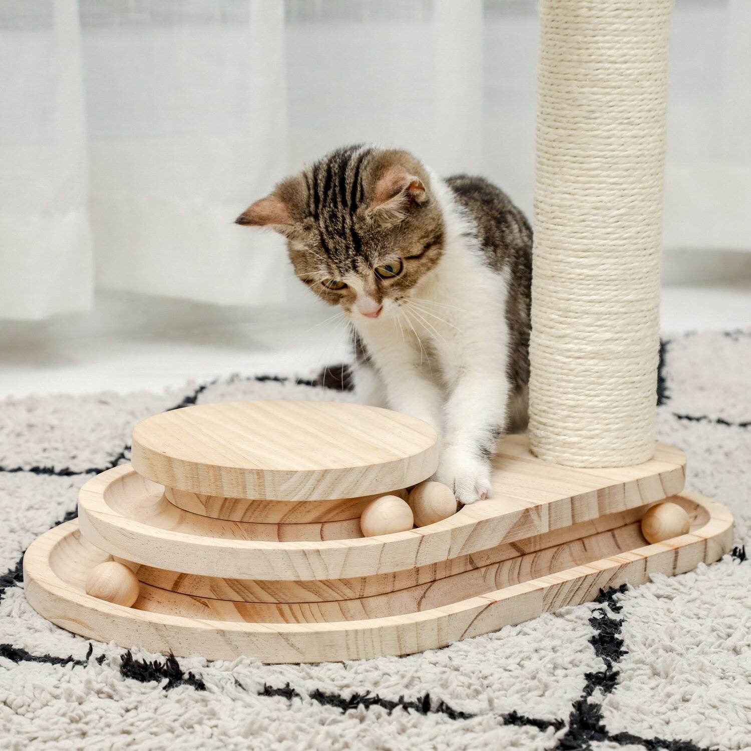 Interactive Wooden Cat Toy - The Meow Pet Shop
