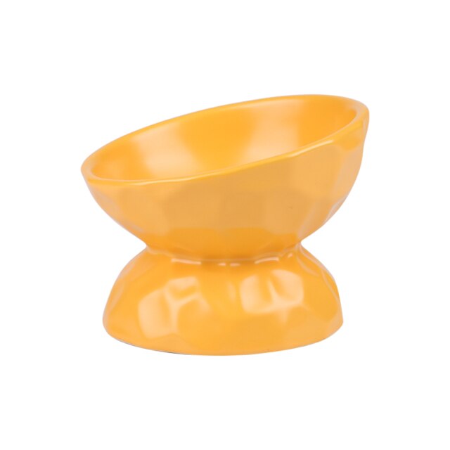 Round Tilted Ceramic Cat Bowl