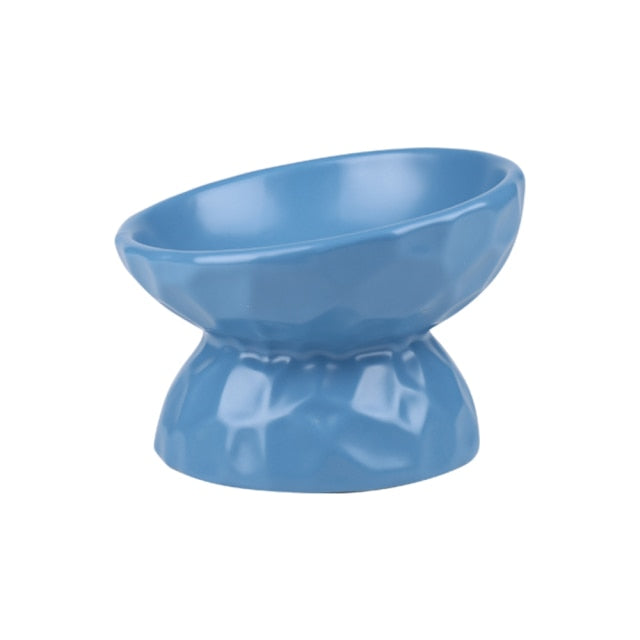 Round Tilted Ceramic Cat Bowl