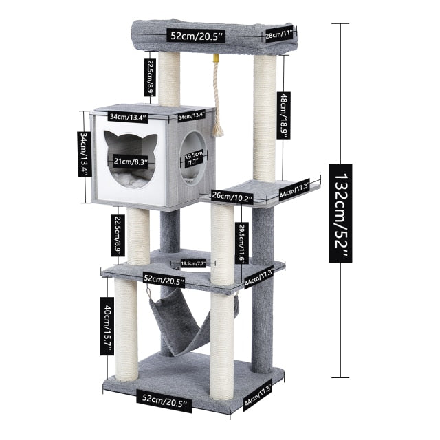 Clean Grey Cat Tree Tower