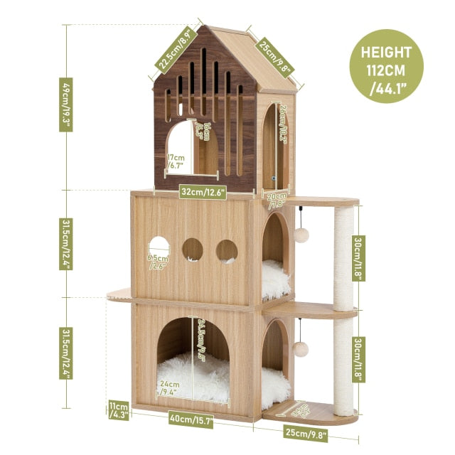 Wooden Modern Cat Tower