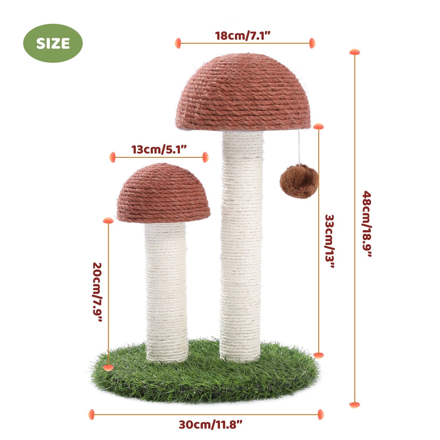 Double Mushroom Cat Scratching Post