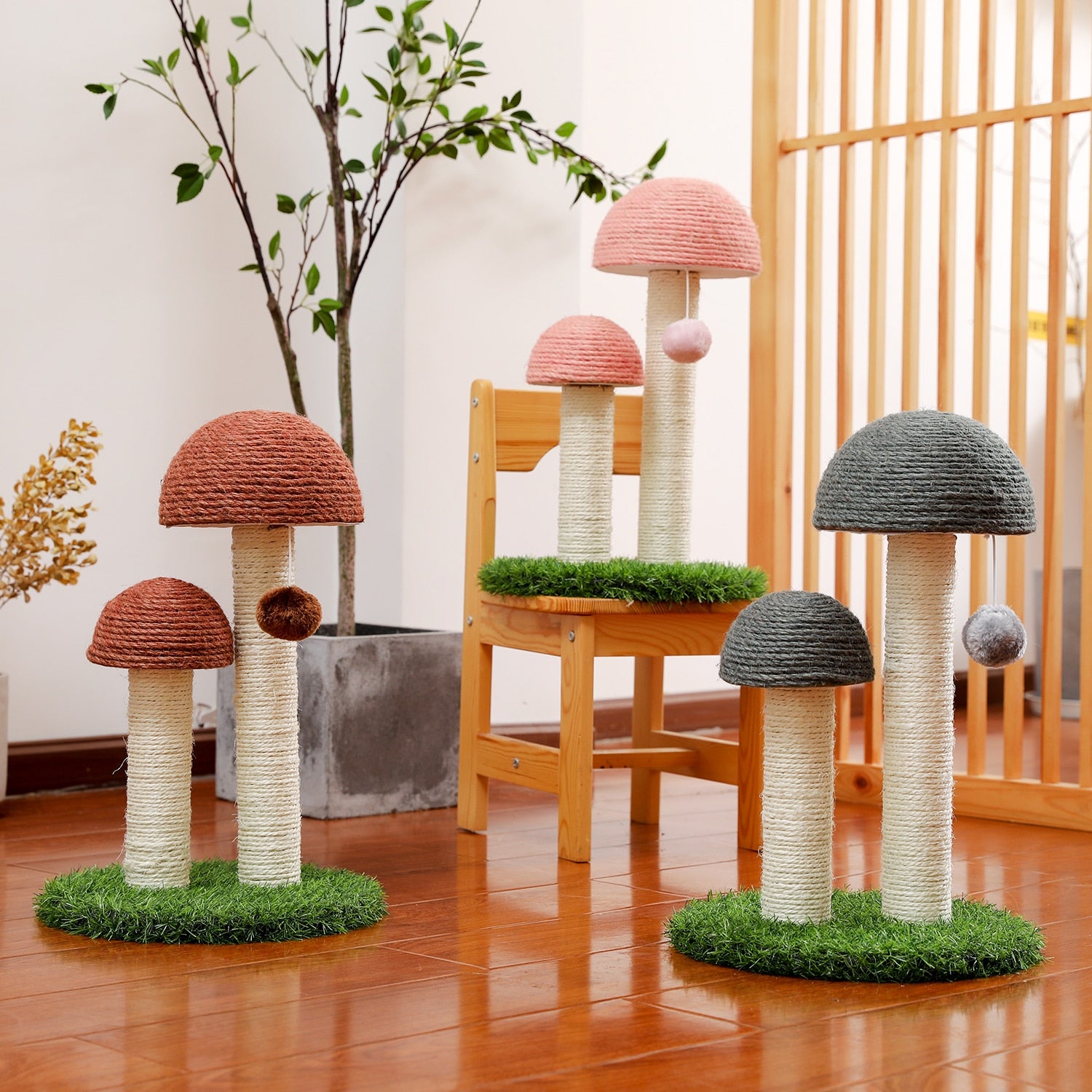 Double Mushroom Cat Scratching Post