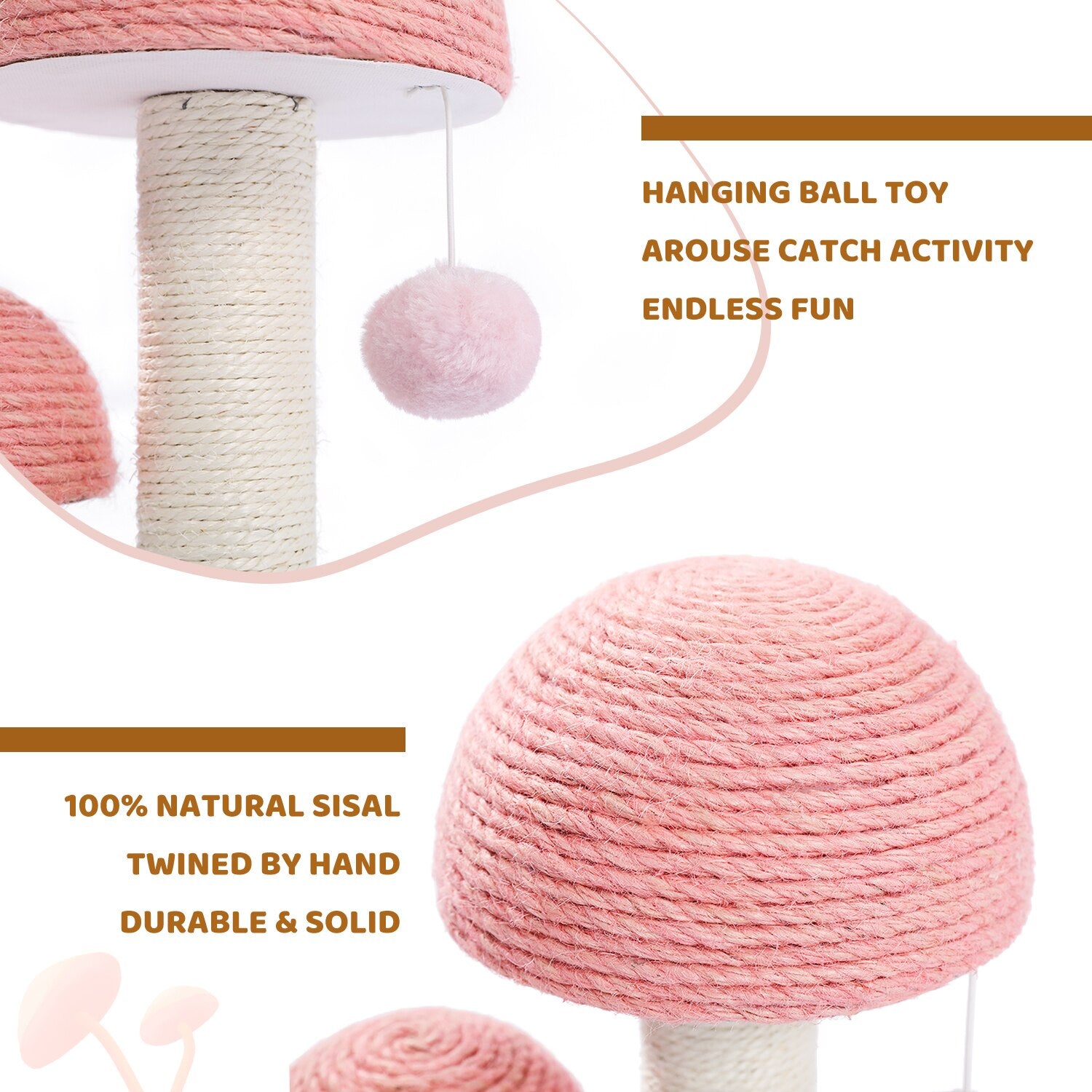 Double Mushroom Cat Scratching Post