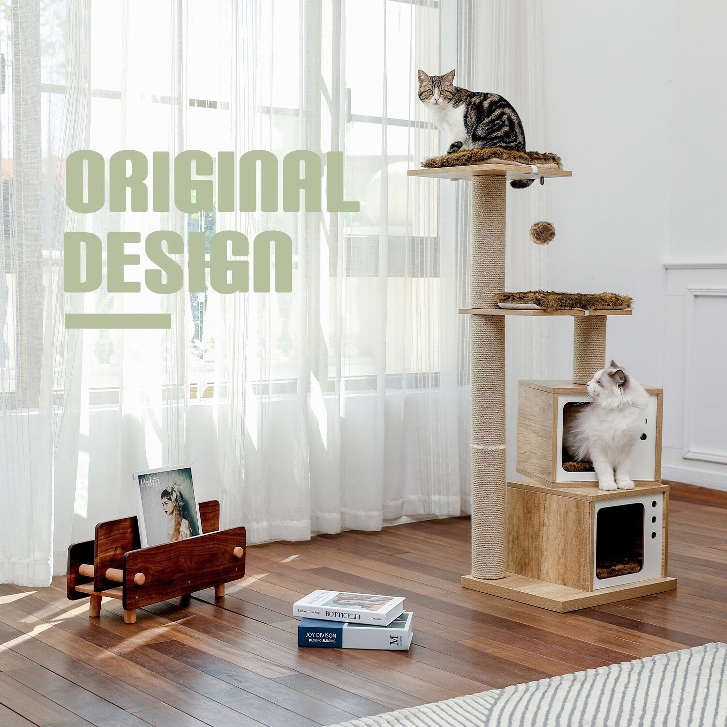 Wooden Cat Tower Scratching Post