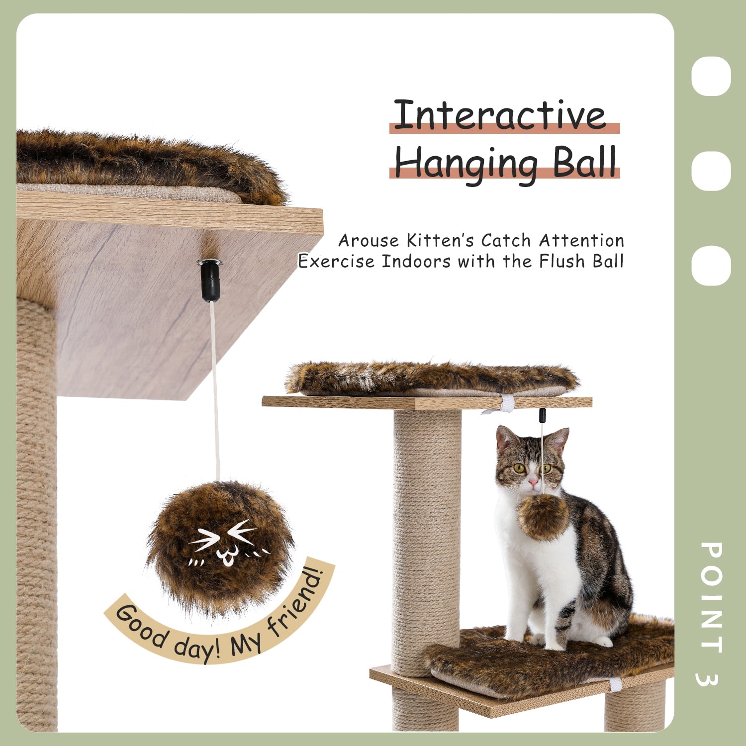 Wooden Cat Tower Scratching Post