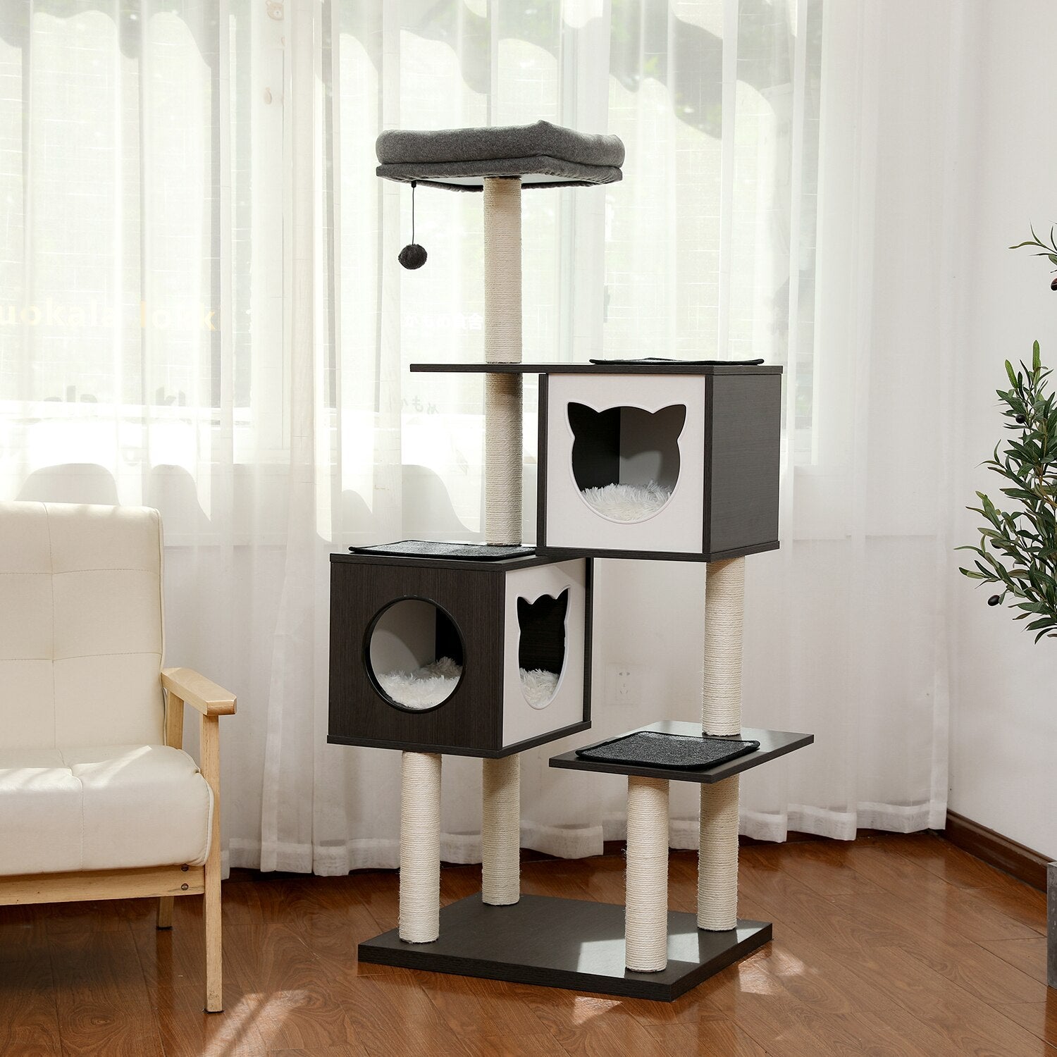 Multi-Level Black Cat Tree