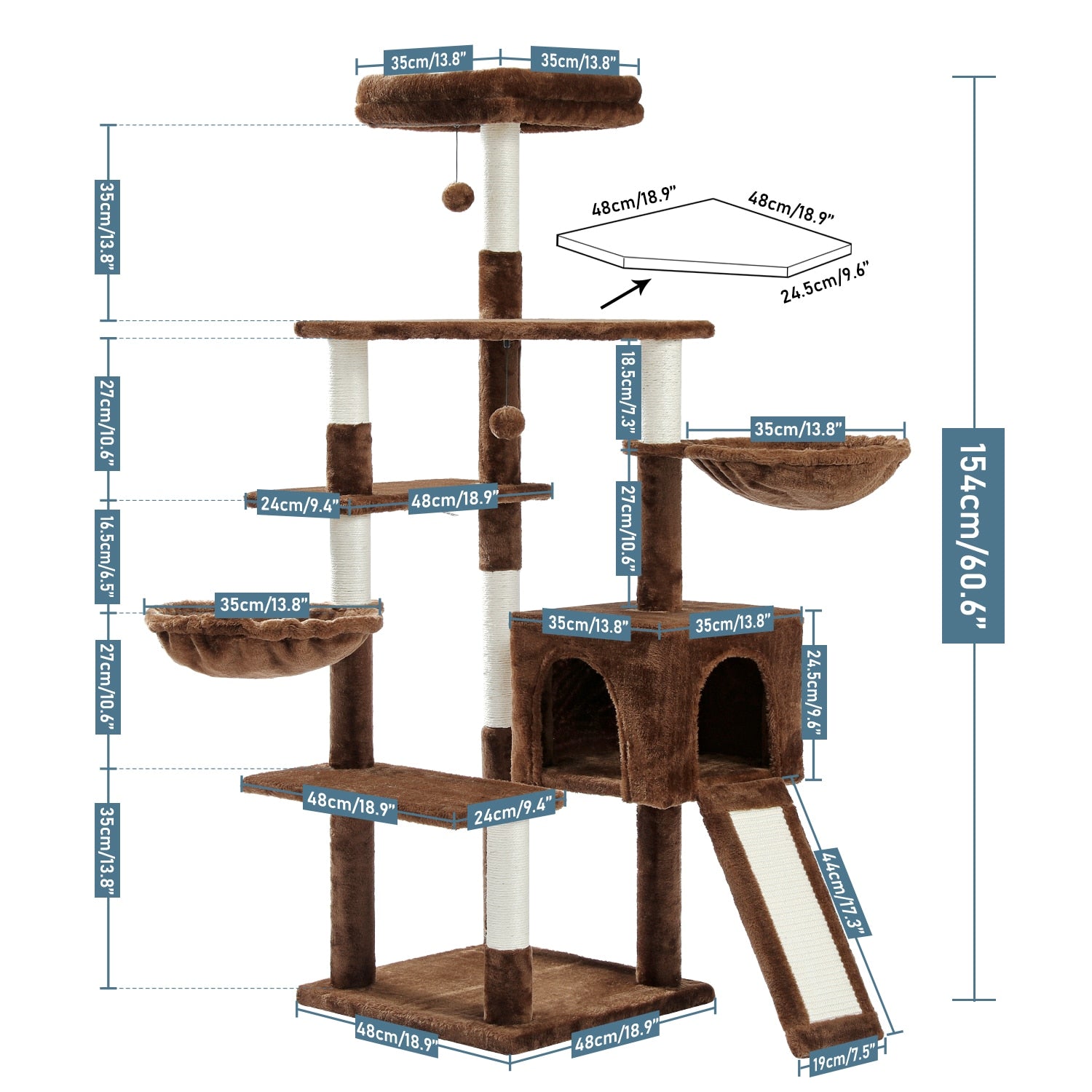 Large Cat Tower with Hammocks