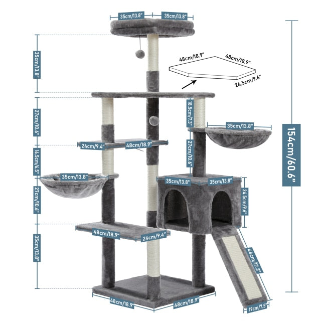 Large Cat Tower with Hammocks